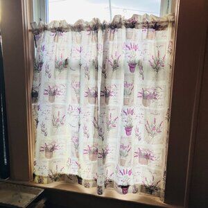 Lavender Floral  Print Cafe Curtain (2 panels)